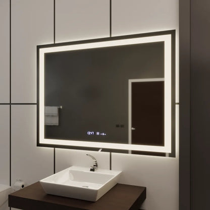Miroir LED rectangulaire 120x80cm Vérité MotionGlow Marcello, Système anti-buée, Horloge & Thermomètre, Intensité variable