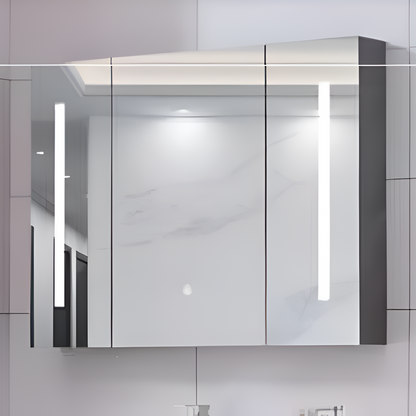 Miroir LED avec meuble AXEN 100x70 cm bande verticale blanche et capteur tactile