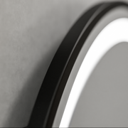 Miroir rond LED, 60 cm, Celeste Majesté Noir MotionGlow Marcello, système anti-buée, horloge et thermomètre, intensité variable