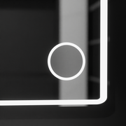 Miroir LED rectangulaire 120x80 Aura Riflesso Puro MotionGlow Marcello, système anti-buée, thermomètre et horloge, dimmable