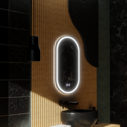Miroir LED ovale, 45x65cm, Velara Touch, système anti-buée, intensité variable