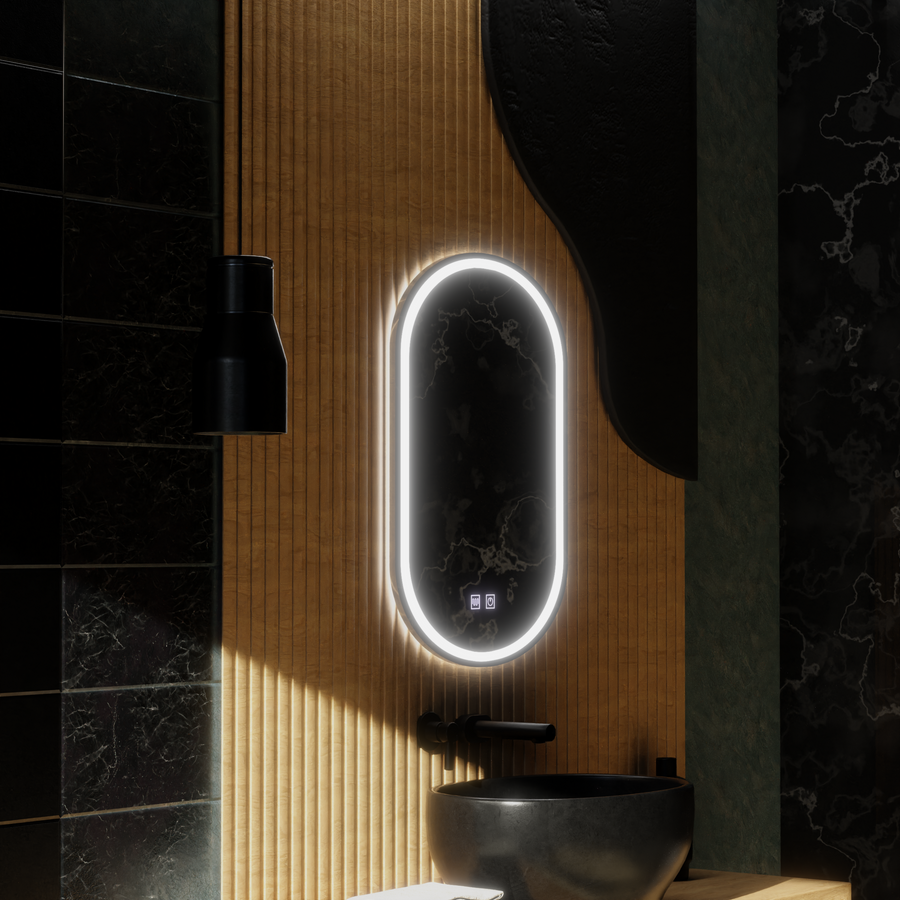 Miroir LED ovale, 45x65cm, Velara Touch, système anti-buée, intensité variable