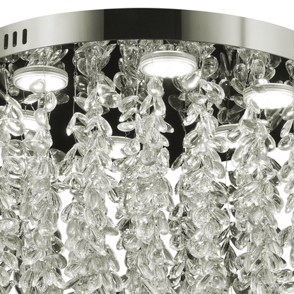 Lustre LED en cristal LLC210/400CH rond, 22 W, lumière froide/chaude/neutre, cristal, chrome brillant