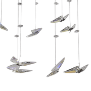 Lustre LED suspendu avec télécommande et cristal 36W, 2 Cercles, Lumière Froid/Chaud/Neutre, Dimmable, Chrome Brillant, Hauteur Réglable