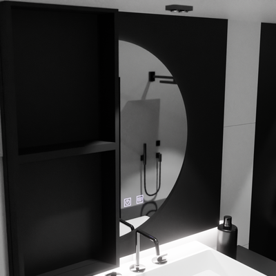 Miroir LED FELHOLD Crescent, 220x110cm, système tactile, lumière froide 6000K, intensité variable