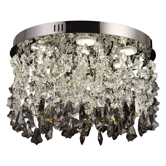 Lustre LED en cristal LLC212/400BU rond, 22 W, lumière froide/chaude/neutre, cristaux, chrome brillant