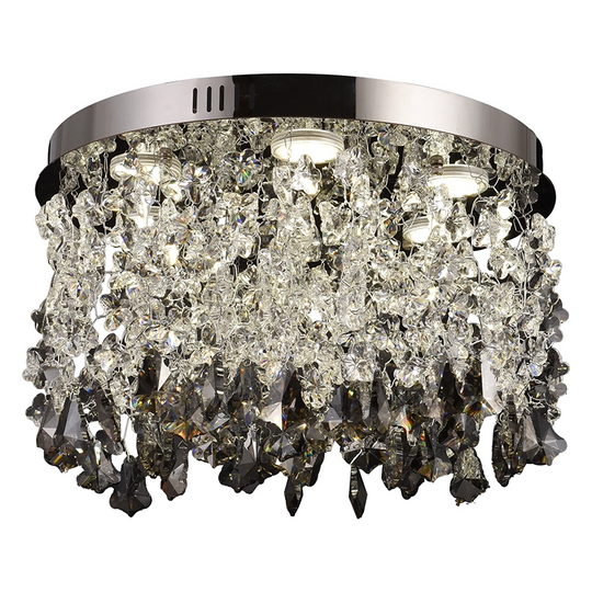 Lustre LED en cristal LLC212/400BU rond, 22 W, lumière froide/chaude/neutre, cristaux, chrome brillant