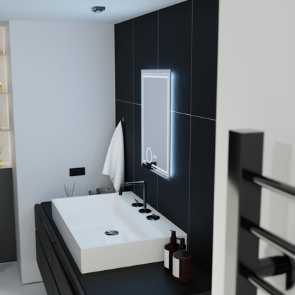 Miroir LED rectangulaire, 60x80cm, CANTO Touch, système anti-buée, intensité variable