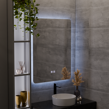 Miroir LED rectangulaire ARTEA Touch, 60X80cm, système anti-buée, intensité variable, lumière froide 6000K