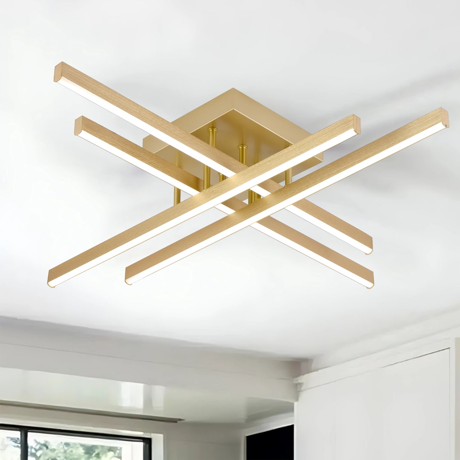 Lustre LED avec télécommande LINEX, 53W, lumière 3000K/4000K/6000K, variable, doré