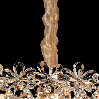 Lustre en cristal, Elégance 7xE27, diamètre 40 cm, doré brillant, hauteur réglable, métal et cristal