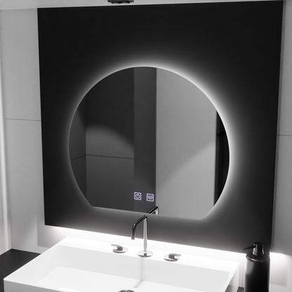 Miroir LED demi-lune, 60x54, Soluna Touch, Système anti-buée, Gradable
