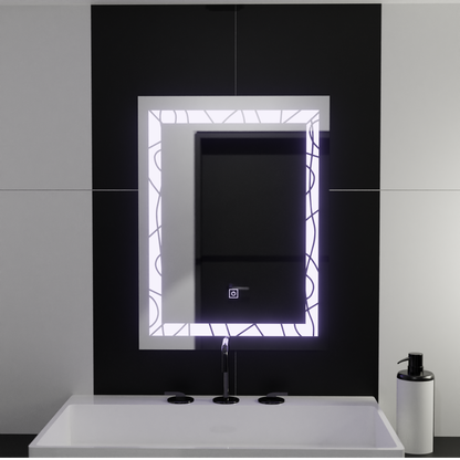Miroir LED rectangulaire, 60x80cm, Deco Frame Basic Touch