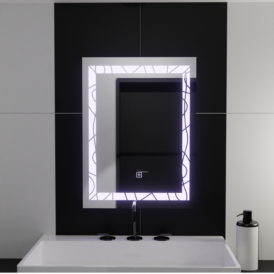 Miroir LED rectangulaire, 60x80cm, Deco Frame Basic Touch