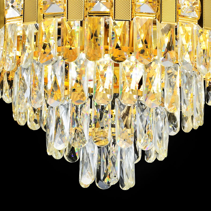 Lustre en cristal BRAN Eleganza 8xE14, diamètre 50 cm, or brillant, hauteur réglable