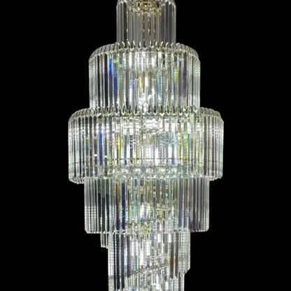 Lustre en cristal CC8043/600H1800GD, diamètre 60 cm, hauteur 1800 cm, or brillant, hauteur réglable, design élégant