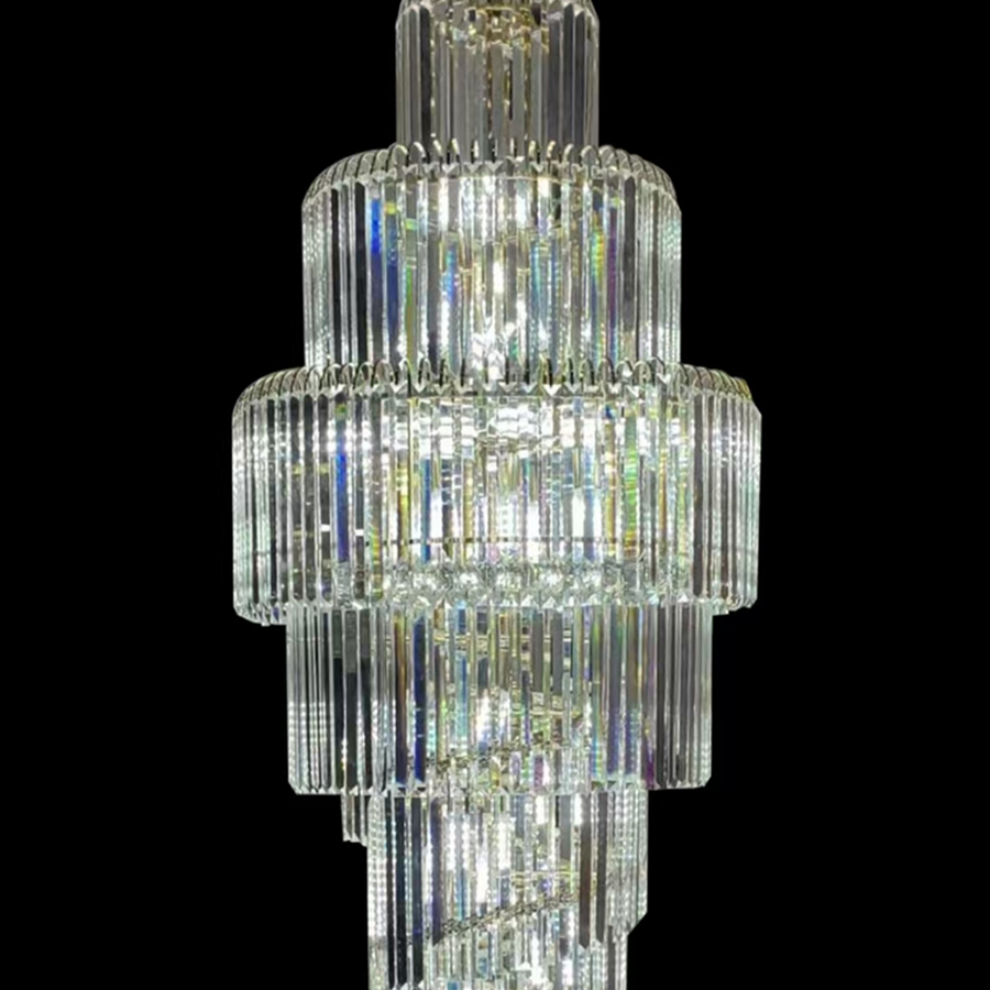 Lustre en cristal CC8043/600H1800GD, diamètre 60 cm, hauteur 1800 cm, or brillant, hauteur réglable, design élégant