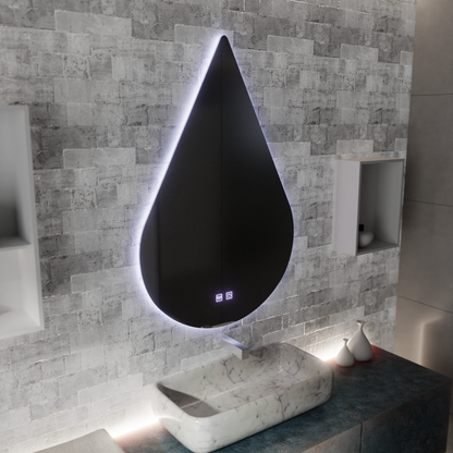 Miroir LED Touch River Anti-buée Système 80X120cm, Forme Goutte.