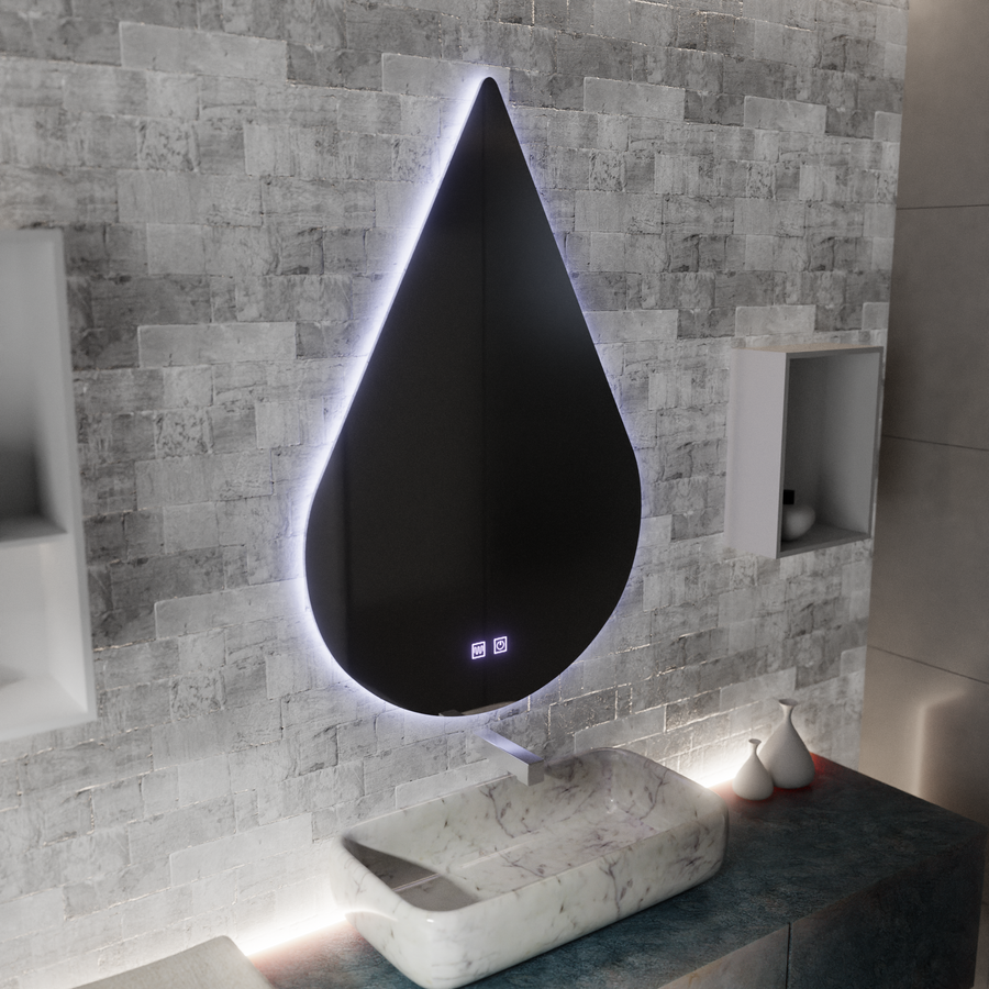 Miroir LED Touch River Anti-buée Système 80X120cm, Forme Goutte.