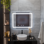 Miroir LED rectangulaire, 80x60cm, RADIANTE Touch, Système anti-buée, Gradable