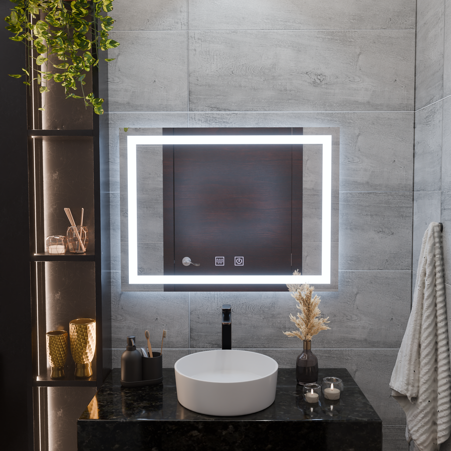 Miroir LED rectangulaire, 80x60cm, RADIANTE Touch, Système anti-buée, Gradable