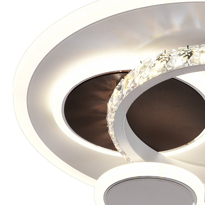 Lustre LED avec cristal HELIOX, 43W, 4 Cercles, Lumière Froid/Chaud/Neutre, Blanc