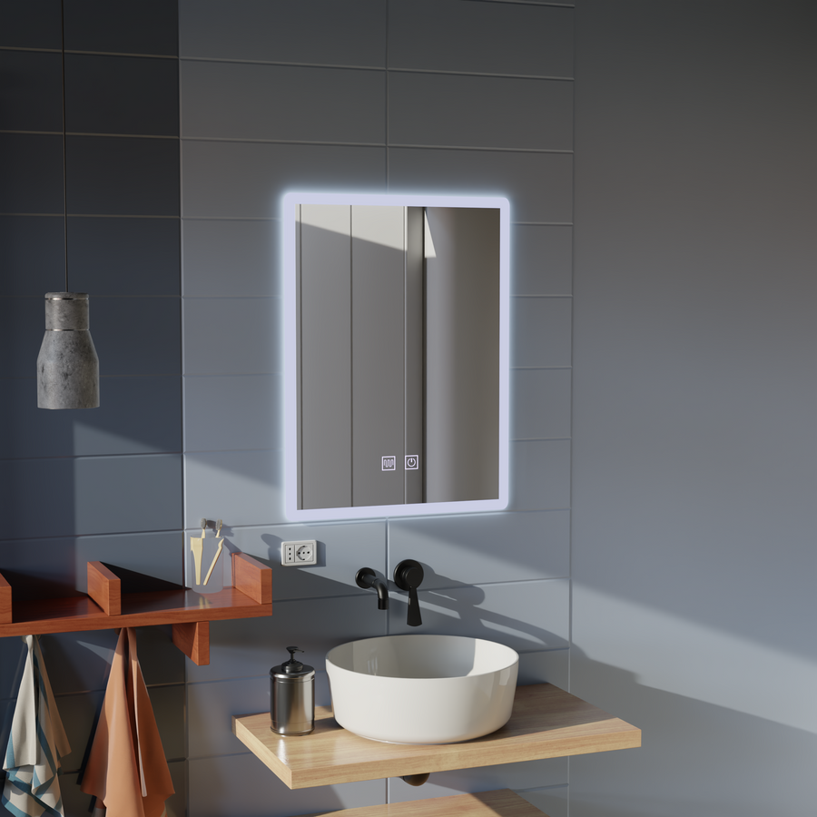 Miroir LED rectangulaire, 45x60cm, Touch VENERA, Système anti-buée, Gradable