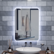 Miroir LED rectangulaire ARTAR Touch, 60 x 80 cm, système anti-buée, intensité variable, horloge et température, lumière froide neutre et chaude 3000 K/4000 K/6000 K.