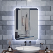 Miroir LED rectangulaire ARTAR Touch, 60 x 80 cm, système de désembuage, intensité variable, horloge et température, lumière froide neutre et chaude 3000 K/4000 K/6000 K.