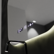 Miroir LED rectangulaire 60x60 Aura Riflesso Puro MotionGlow Marcello, système anti-buée, thermomètre et horloge, intensité variable