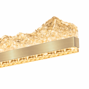 Lustre LED suspendu avec télécommande MARISTELLA 90W, Lumière Froide/Chaude/Neutre 3000K/4000K/6000K, Dimmable, Hauteur réglable, Or, Métal et Cristal