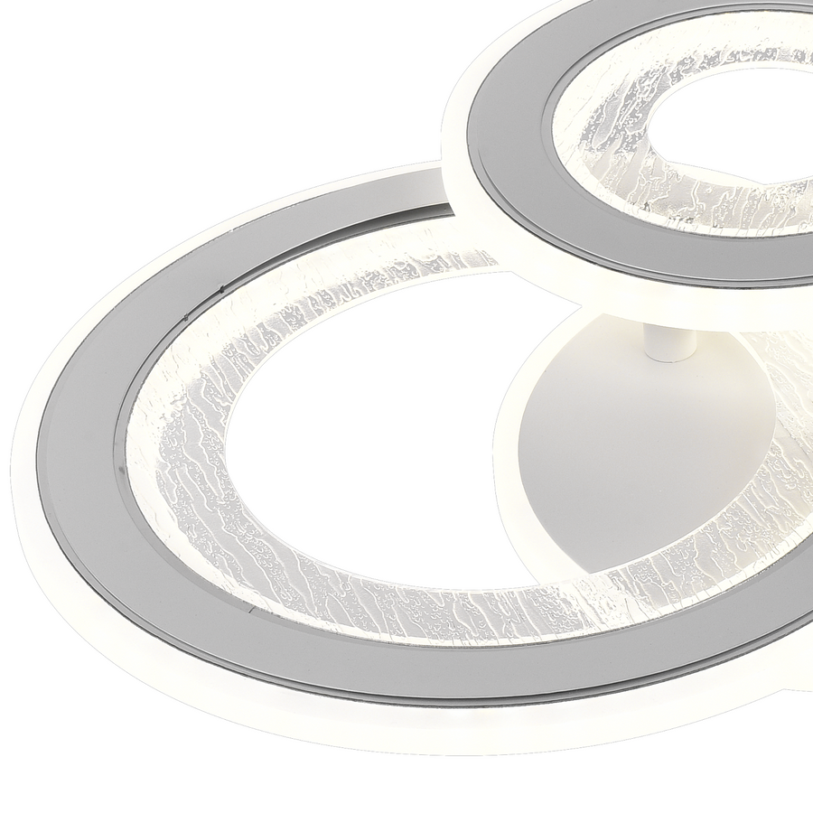 Lustre LED SQUARE 53W, 3 Cercles, Lumière Froide/Chaude/Neutre, Blanc