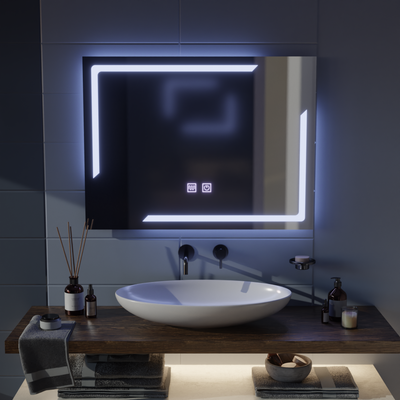Miroir LED rectangulaire, 80x60cm, ECLISSA Touch, système anti-buée, intensité variable