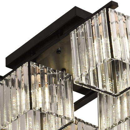 Lustre géorgien moderne classique, LC111/6BK, 6x E27, noir, métal et verre