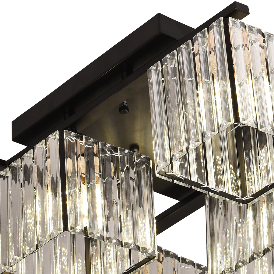 Lustre géorgien moderne classique, LC111/6BK, 6x E27, noir, métal et verre