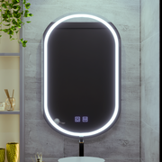 Miroir Ovale LED 50X80cm, Velara Touch, Système Antibuée, Intensité Variable, Lumière Froide 6000K