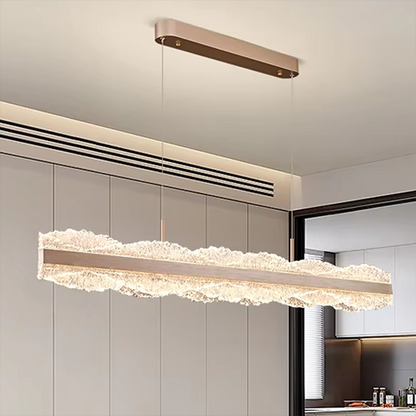 Lustre LED suspendu avec télécommande NIVALIS 56W, Longueur 120cm, Lumière Froide/Chaude/Neutre, Dimmable, Hauteur Réglable, Doré