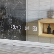 Miroir LED rectangulaire ARTAR Touch, 60 x 80 cm, système anti-buée, intensité variable, horloge et température, lumière froide neutre et chaude 3000 K/4000 K/6000 K.