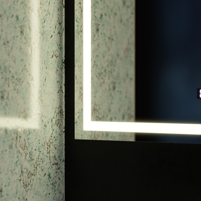 Miroir LED rectangulaire 120x80cm Vérité MotionGlow Marcello, Système anti-buée, Horloge & Thermomètre, Intensité variable