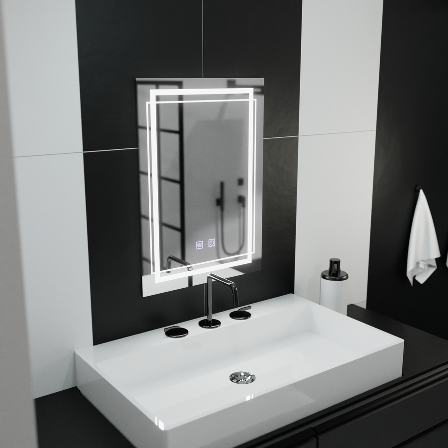 Miroir LED rectangulaire, 50x70cm, KOVEN Touch, système anti-buée, intensité variable