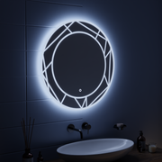 Miroir tactile LED ASTRIX, 60 cm, 6000 K, intensité variable, système anti-buée