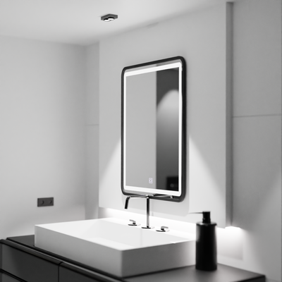 Miroir LED rectangulaire, 60x80cm, abat-jour Basic Touch