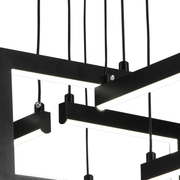 Lustre LED avec télécommande, Suspendu 96W, 4 Éléments, Lumière Froid/Chaud/Neutre, Dimmable, Hauteur réglable, Noir