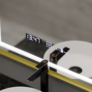 Miroir LED rectangulaire, 75x90 cm, Verite Royale Gold MotionGlow Marcello, système anti-buée, horloge et thermomètre, intensité variable
