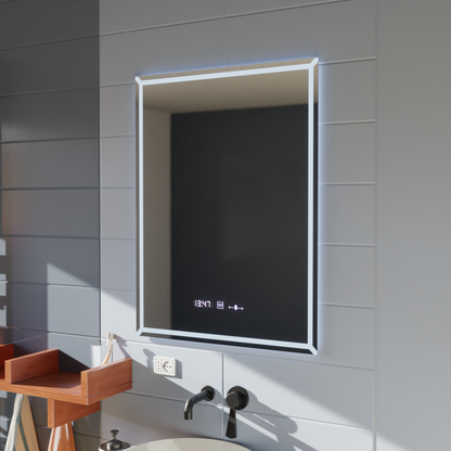Miroir LED rectangulaire, 60x80cm, VillayTouch Marcello, système anti-buée, intensité variable