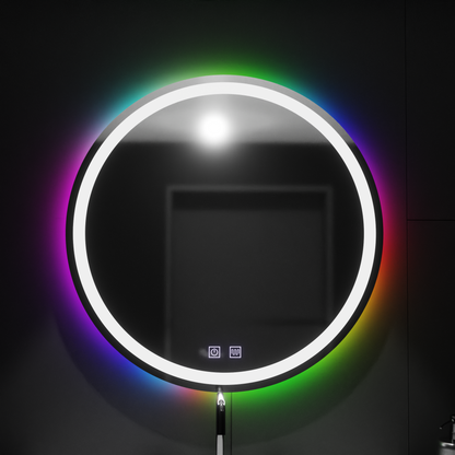 Miroir LED rond 60 cm, Spectrum Touch, RVB, système anti-buée