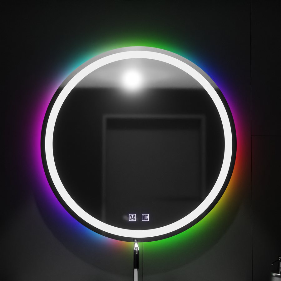 Miroir LED rond 60 cm, Spectrum Touch, RVB, système anti-buée