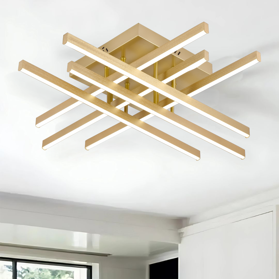 Lustre LED avec télécommande LINEX, 81W, lumière 3000K/4000K/6000K, variable, doré