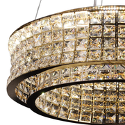 Lustre LED avec télécommande, LLC160/500GD, cristal et métal, 120 W, intensité variable, hauteur réglable, lumière froide/chaude/neutre, éclairage luxueux