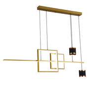 Lustre LED suspendu avec télécommande DENISSE 81W, Lumière Froide/Chaude/Neutre, Dimmable, Or, Hauteur réglable, 2233/4GD